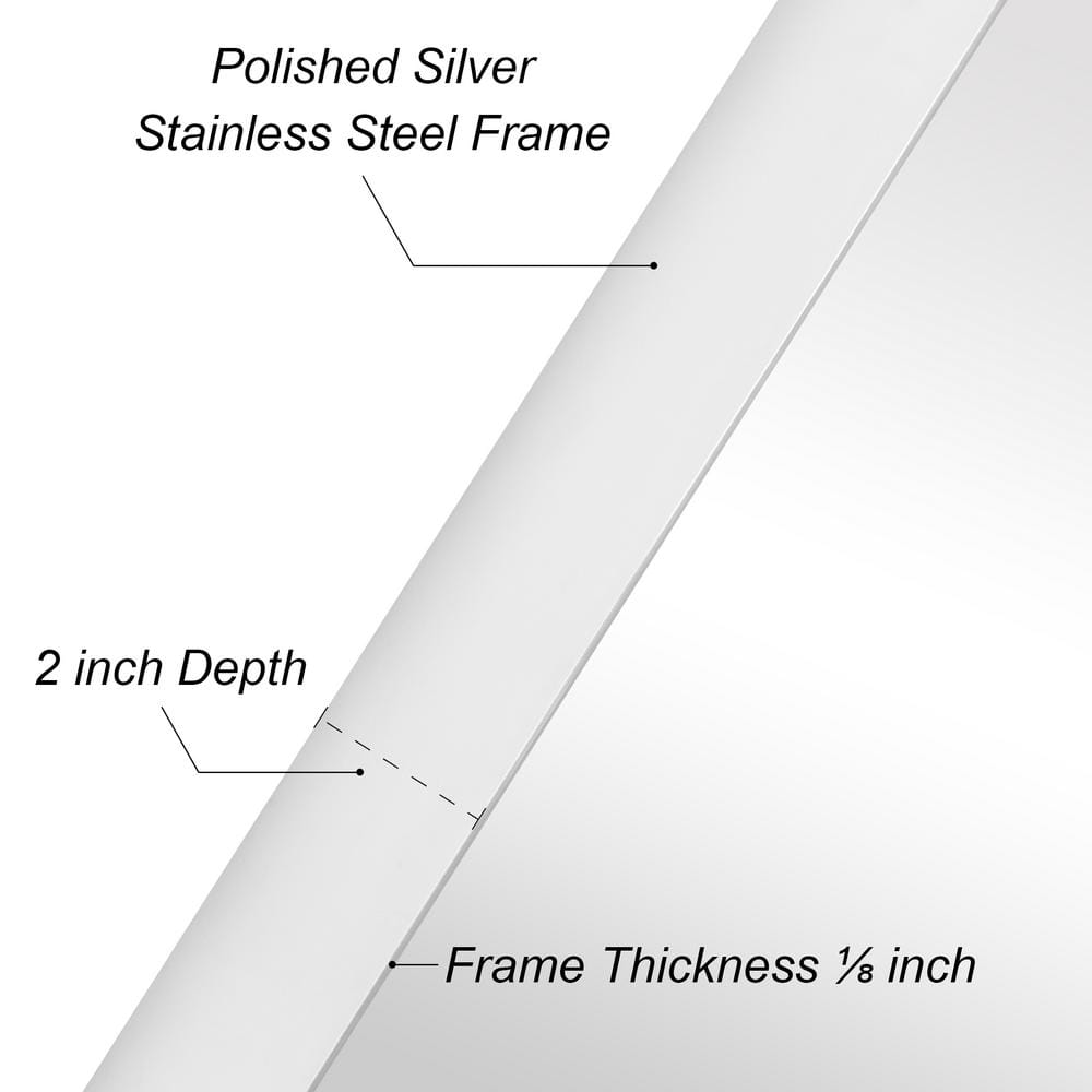 Sleek Silver Stainless Steel 22" x 30" Rectangular Wall Mirror