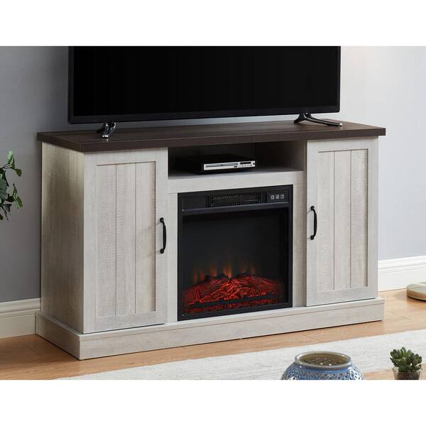 Edyo Living 48 In Freestanding Wooden Electric Fireplace Tv Stand Stone Gray Cytvs07 Whi The Home Depot Edyo Living 48 In Freestanding Wooden, Chimney Free Electric Fireplace Tv Stand