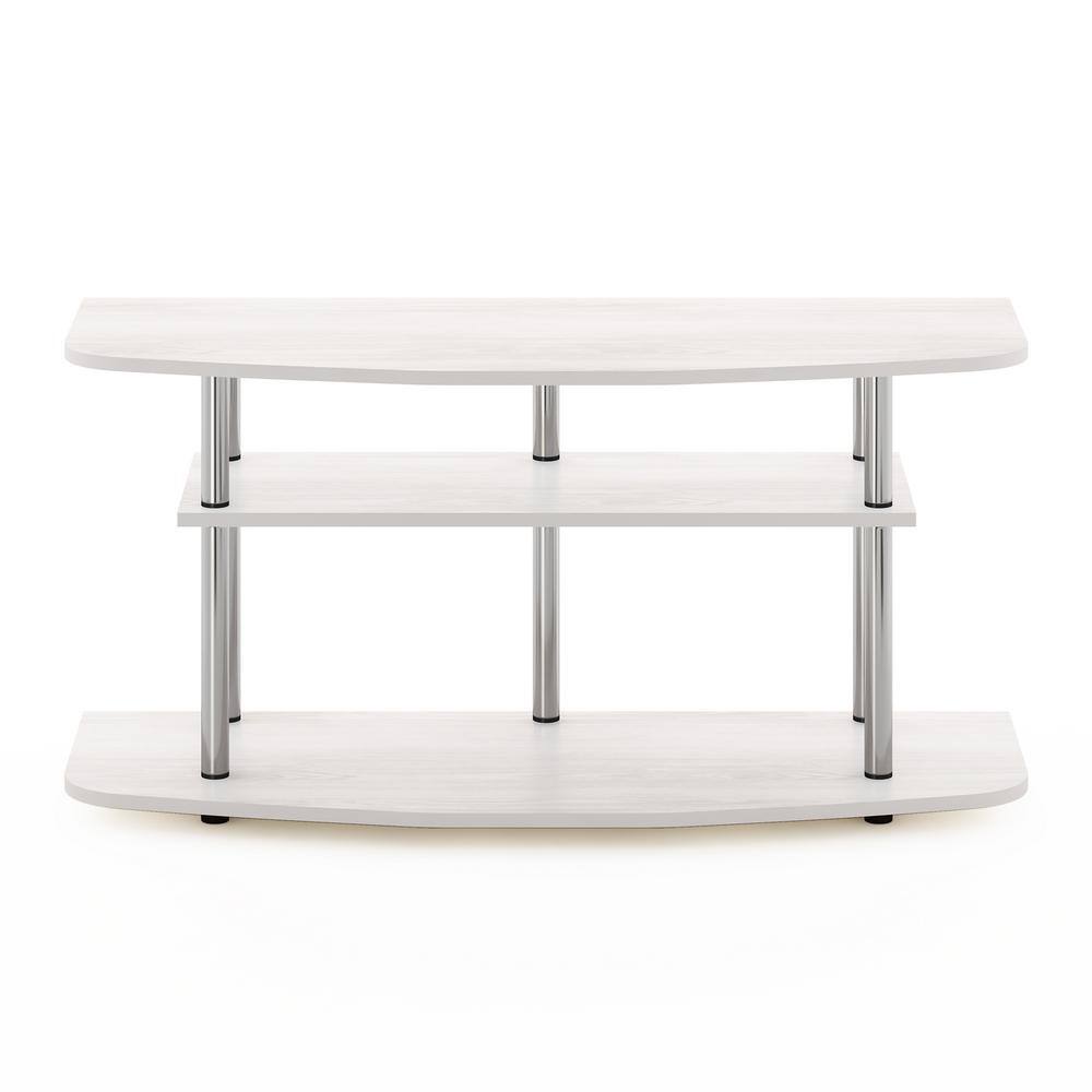 White Oak 3-Tier TV Stand with Metal Tubes