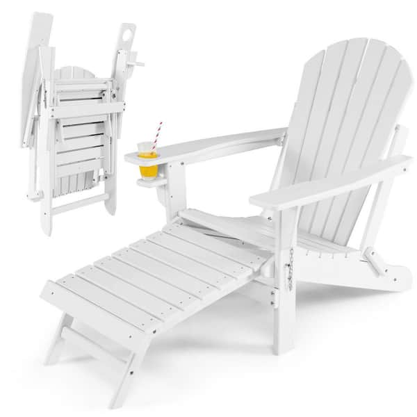 ANGELES HOME Classic White AllWeather Folding HDPE Adirondack Chair