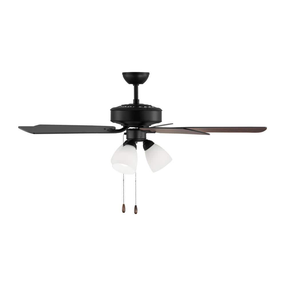 Midnight Black 52'' Ceiling Fan with Frosted Glass LED Lights