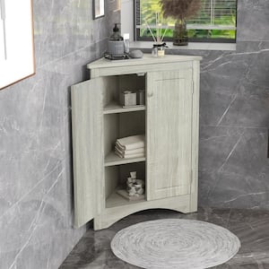 17.2 in. W x 31.5 in. H x 17.2 in. D Oak Triangle Bathroom Storage Wall Bath Cabinet with Adjustable Shelves