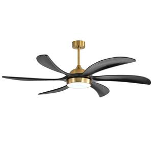 Barnn 65 in. Integrated LED Indoor Gold and Black Downrod Mount Ceiling Fan with Light Kit and Remote Control