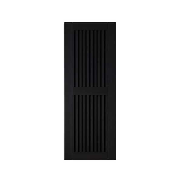ST 26 in. x 80 in. C-Panel Solid Core Black Vertical Stripe Design Pine Wood Interior Sliding Barn Door Slab