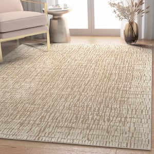 Ivory 5 ft. 3 in. x 7 ft. 3 in. Abstract Nightscape Modern Geometric Flat-Weave Area Rug