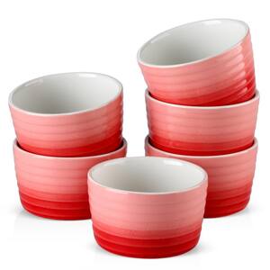 4 in. Gradient Red Porcelain Ramekins Dishes (Set of 6)
