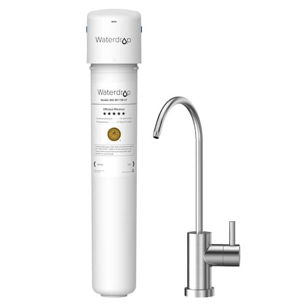 Waterdrop 24000 Gal. 0.01 m Long Last Ultra Filtration Under Sink Water Filter System with Dedicated Faucet