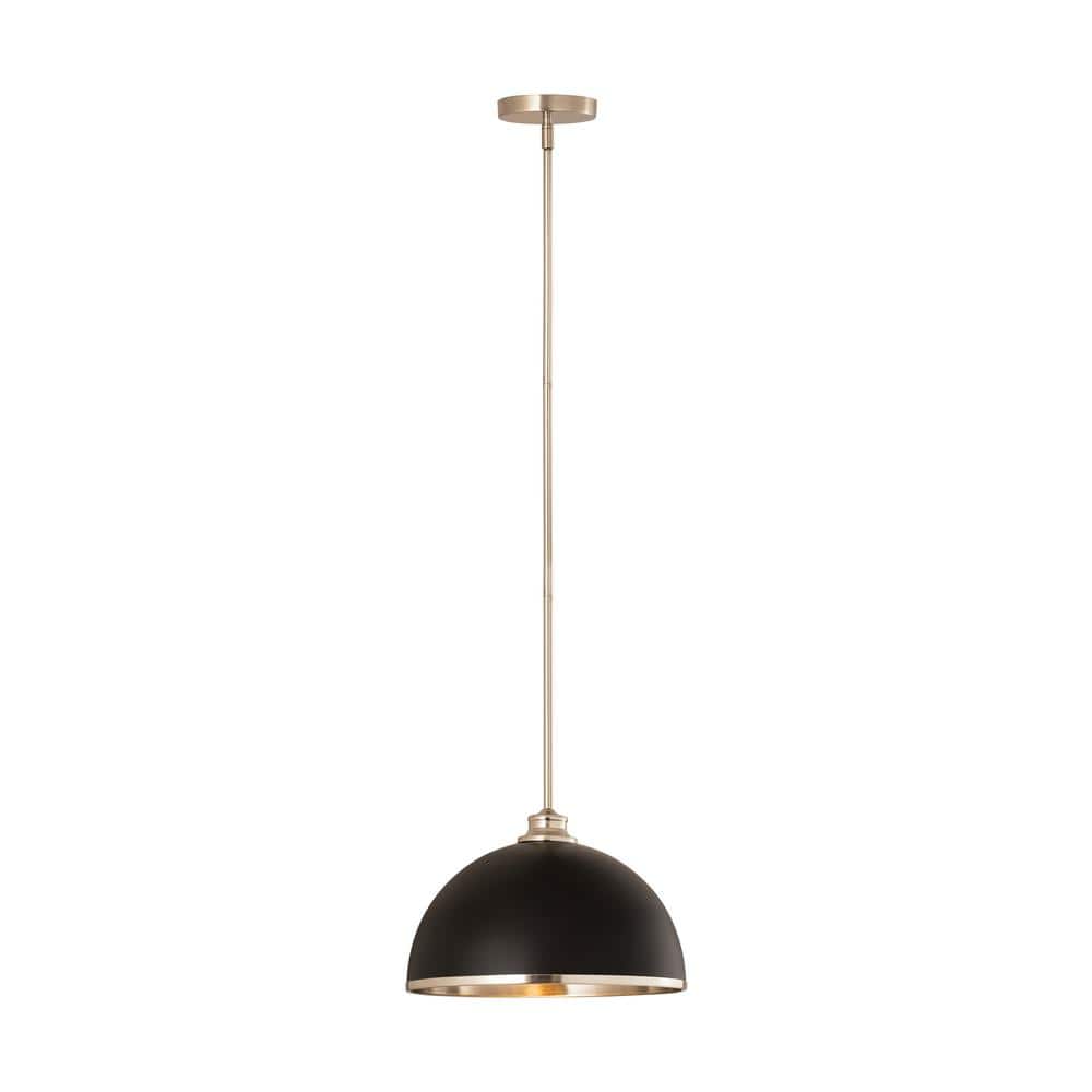 Landry 1-Light Matte Black + Brushed Nickel Pendant with Matte Black + Brus