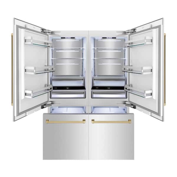 Autograph Edition 60 in. 4-Door French Door Refrigerator w/ Ice & Water Dispenser in Stainless Steel & Champagne Bronze