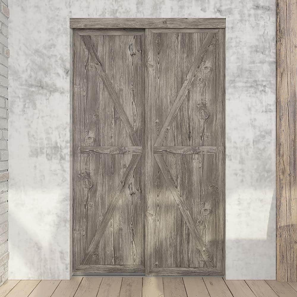 48 in. x 80.5 in. Antique Countryside MDF Sliding Closet Door