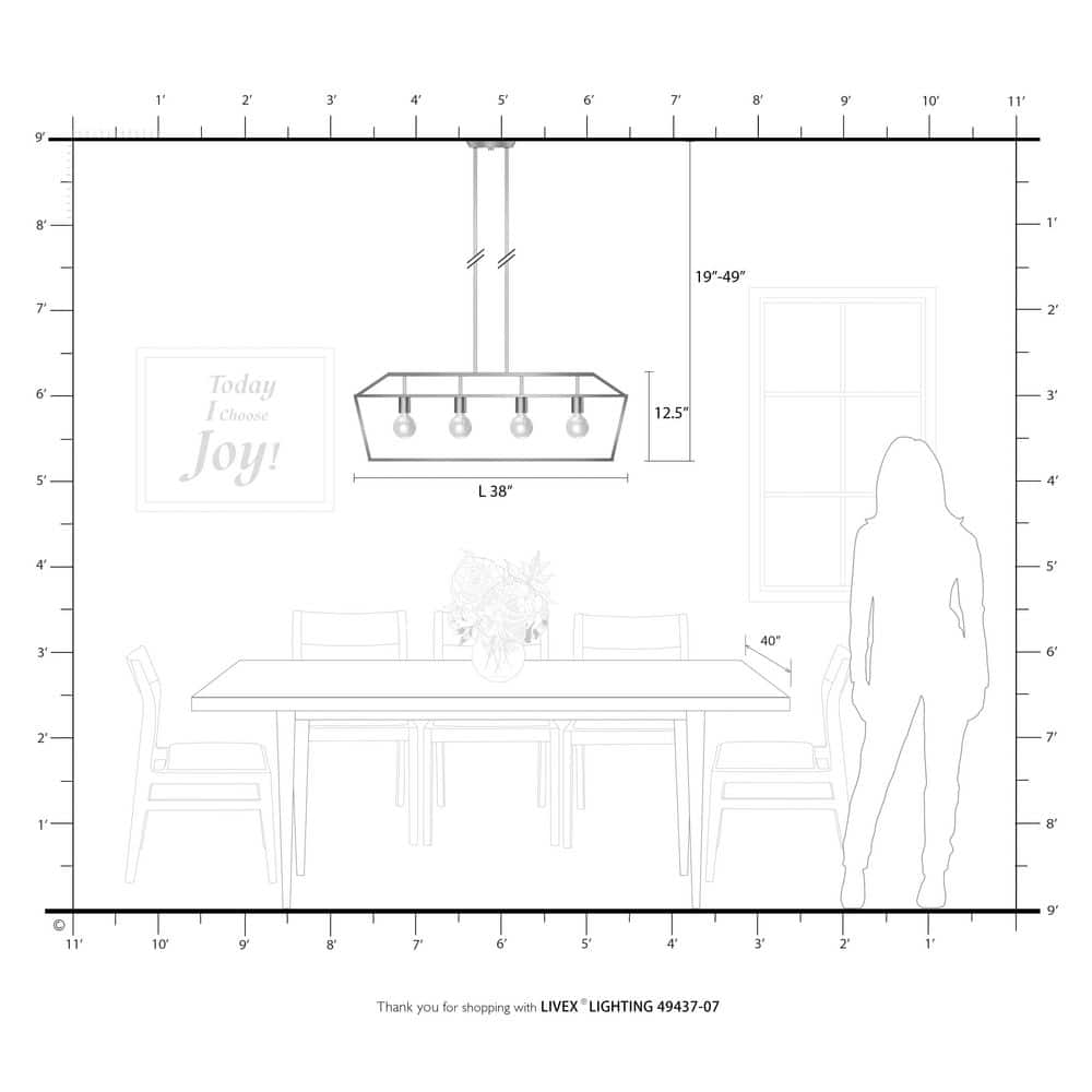 Devone Transitional 4-Light Linear Chandelier in Bronze/Antique Brass