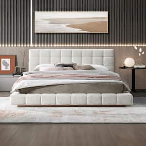 Humphery Ivory White Solid Wood Frame King Size Platform Bed