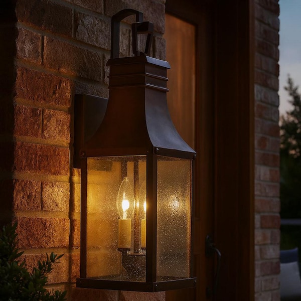 Beacon Hill 2-Light Blackened Copper Hardwired Outdoor Wall Lantern Sconce