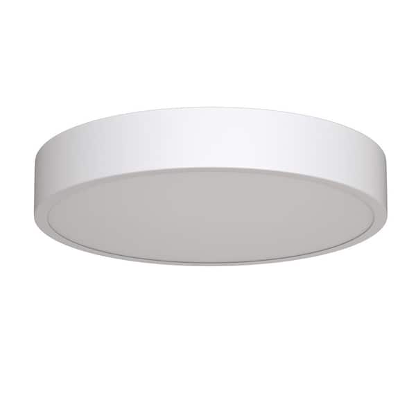 YANSUN 11.81 in. Round White Modern Integrated Selectable LED Flush Mount Lighting Fixture, Color Temperature Adjustable