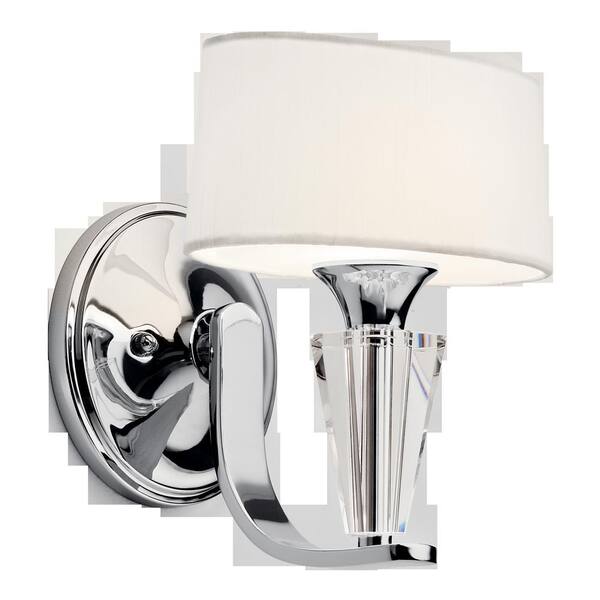 KICHLER Crystal Persuasion 1-Light Chrome Hallway Indoor Wall Sconce Light