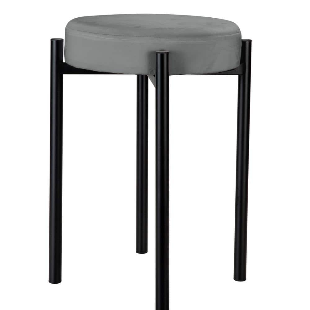 Home Details Velour Vanity Stool in Grey F1000GREY The Home Depot