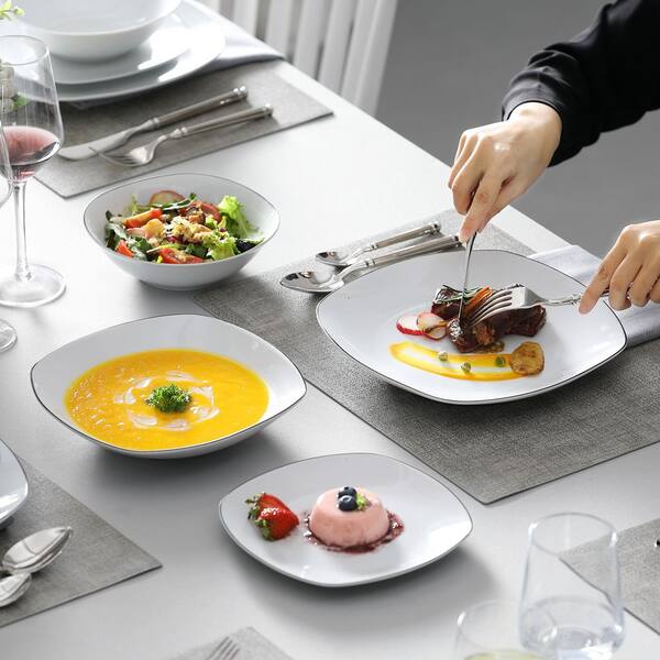 MALACASA 6-Piece White Porcelain Dinnerware in the Dinnerware