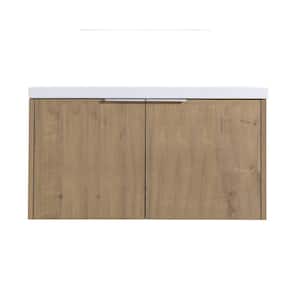Victoria 36 in. W x 18 in. D x 19 in. H Floating Single Sink Bath Vanity in Wood with White Acrylic Top and Cabinet