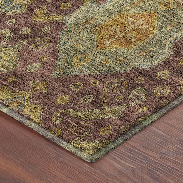 Mayfield Premium Machine Washable Abstract AMF2306 Burgundy 3 ft. x 4 ft. Area Rug