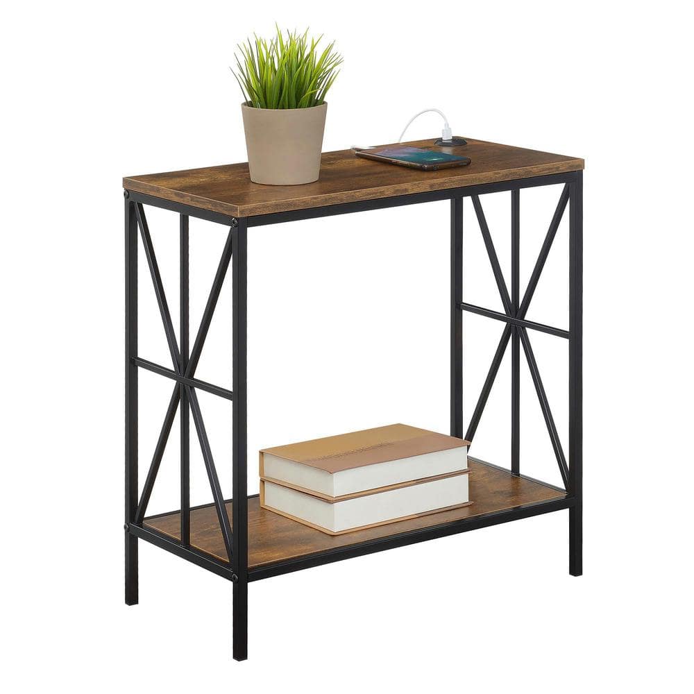 Tucson Starburst 24" Barnwood Chairside End Table with USB Charging Station