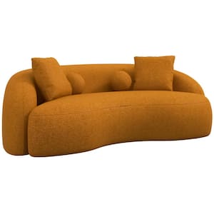 Bloom 89 in. Round Arm 3-Seater Sofa in Dark Yellow