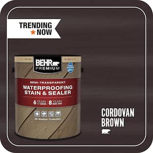 1 gal. #ST-104 Cordovan Brown Semi-Transparent Waterproofing Exterior Wood Stain and Sealer