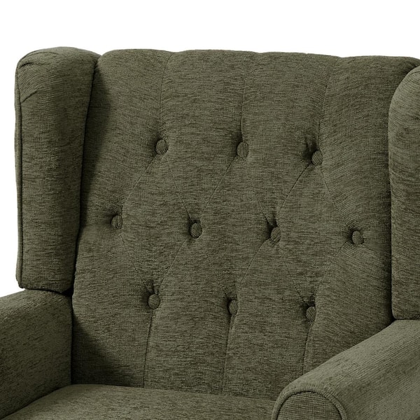 Uixe Green Linen Button Tufted Design Accent Arm Chair (Set of 2