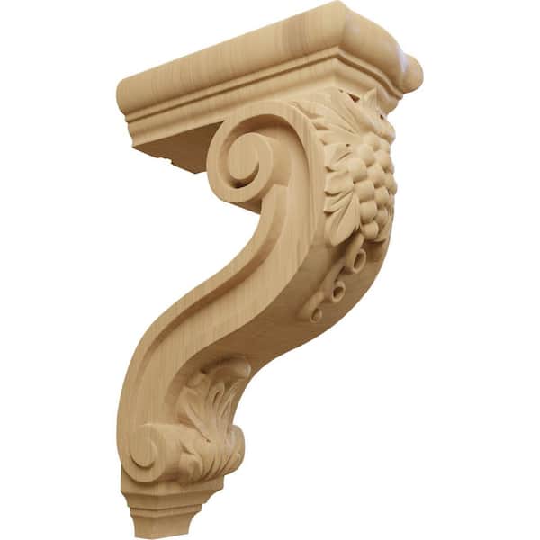 Ekena Millwork 4-1/4 in. x 8 in. x 13-1/4 in. Unfinished Cherry Holmdel Grapes and Vines Corbel