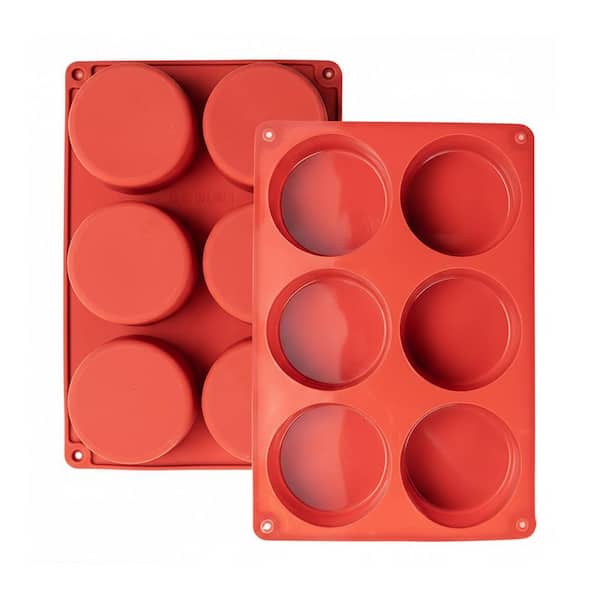 2 Pack Deep Silicone Egg Molds Red Food-Grade Nonstick Easy-Release Oven Safe Frittata Pan Baking Set