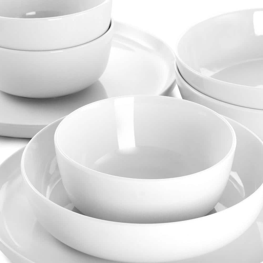 Avisala 12-Piece White Ceramic Dinnerware Set for Four