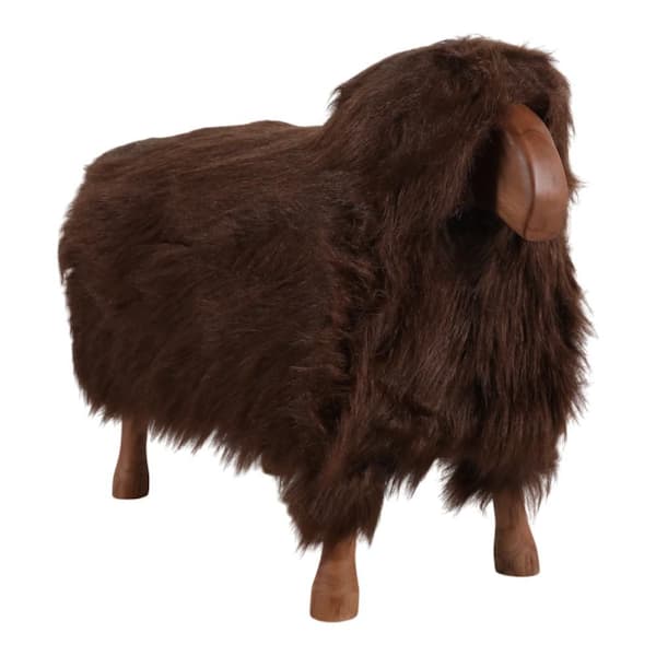 Liv & Skye Brown 31.25 in. x 22.75 in. Faux Fur Wood Decorative