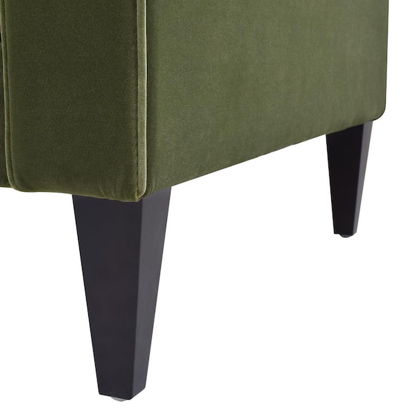 Jennifer Taylor Nicholi 84 in. Olive Green Performance Velvet 3