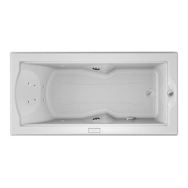 JACUZZI FUZION SALON SPA 70.7 in. x 35.4 in. Rectangular Combination Bathtub with Right Drain in White