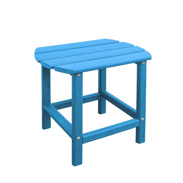 Flynama Blue Rectangular HDPE Wood Outdoor Side Table