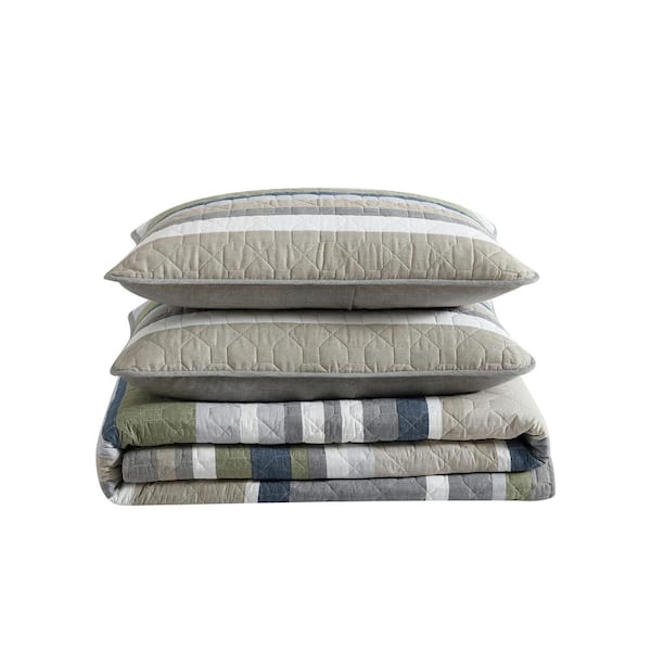 EDDIE BAUER Salmon Ladder 3-Piece Beige Cotton Full / Queen Quilt