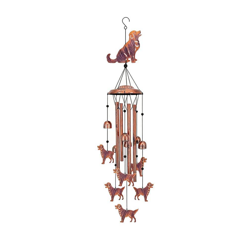 5 in. x 34 in. Metal Golden Retriever Dog Wind Chime for Outside