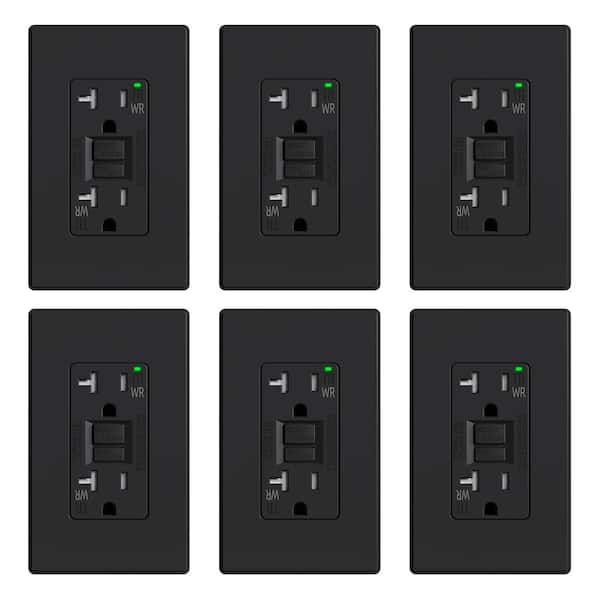 ELEGRP 20 Amp GFCI Outlet With Weatherproof Cover – Self-Testing, Black