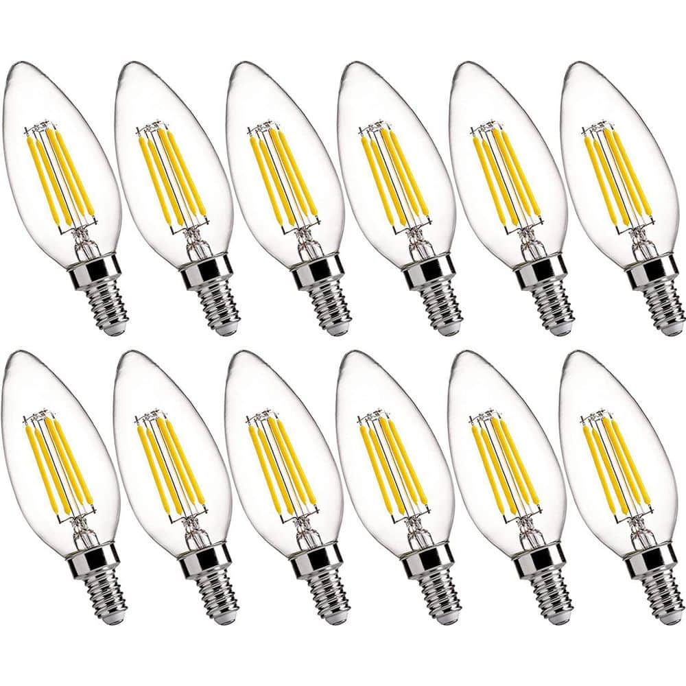 Clear Glass Dimmable LED Candelabra Bulbs, 12 Pack