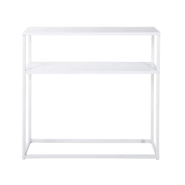 FurnitureR Lanphear 39.4 in. White Console Table