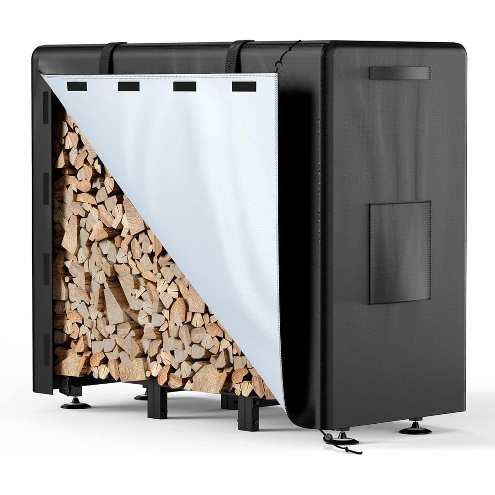 4 ft. Firewood Rack Outdoor with Cover for Fire Wood Holder Outside Heavy D