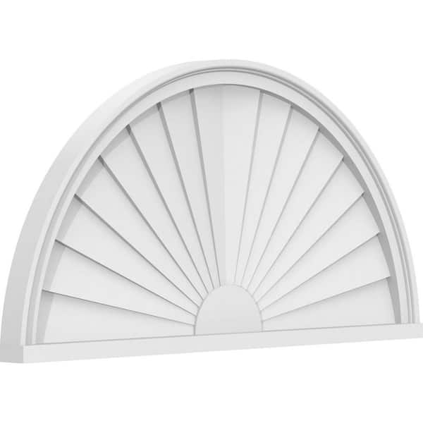 Ekena Millwork 2 in. x 36 in. x 18 in. Half Round Sunburst Architectural Grade PVC Pediment