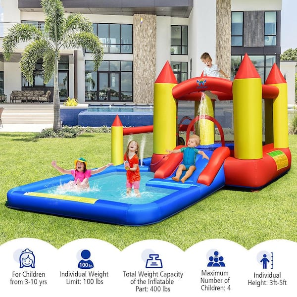 Inflatable Water Slide Castle Kids Bounce House Indoor and Outdoor without Blower