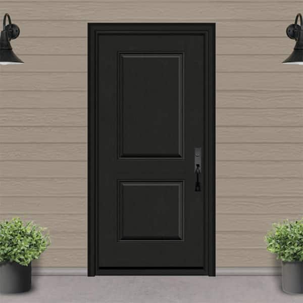 Regency 36 in. x 80 in. 2P Squaretop LHIS Onyx Stain Fiberglass Prehung Front Door with 6-9/16 Jamb