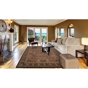 Persian Classic Panel Black Rectangle Indoor 9 ft. 3 in. x 12 ft. 10 in. Area Rug