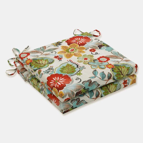Pillow Perfect Floral 20 x 20 Outdoor Dining Chair Cushion in Green/Multicolored (Set of 2)