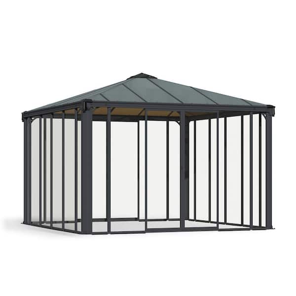 Ledro 12 ft. x 12 ft. Gray/Bronze Closed Gazebo / Hot Tub Enclosure and Solarium