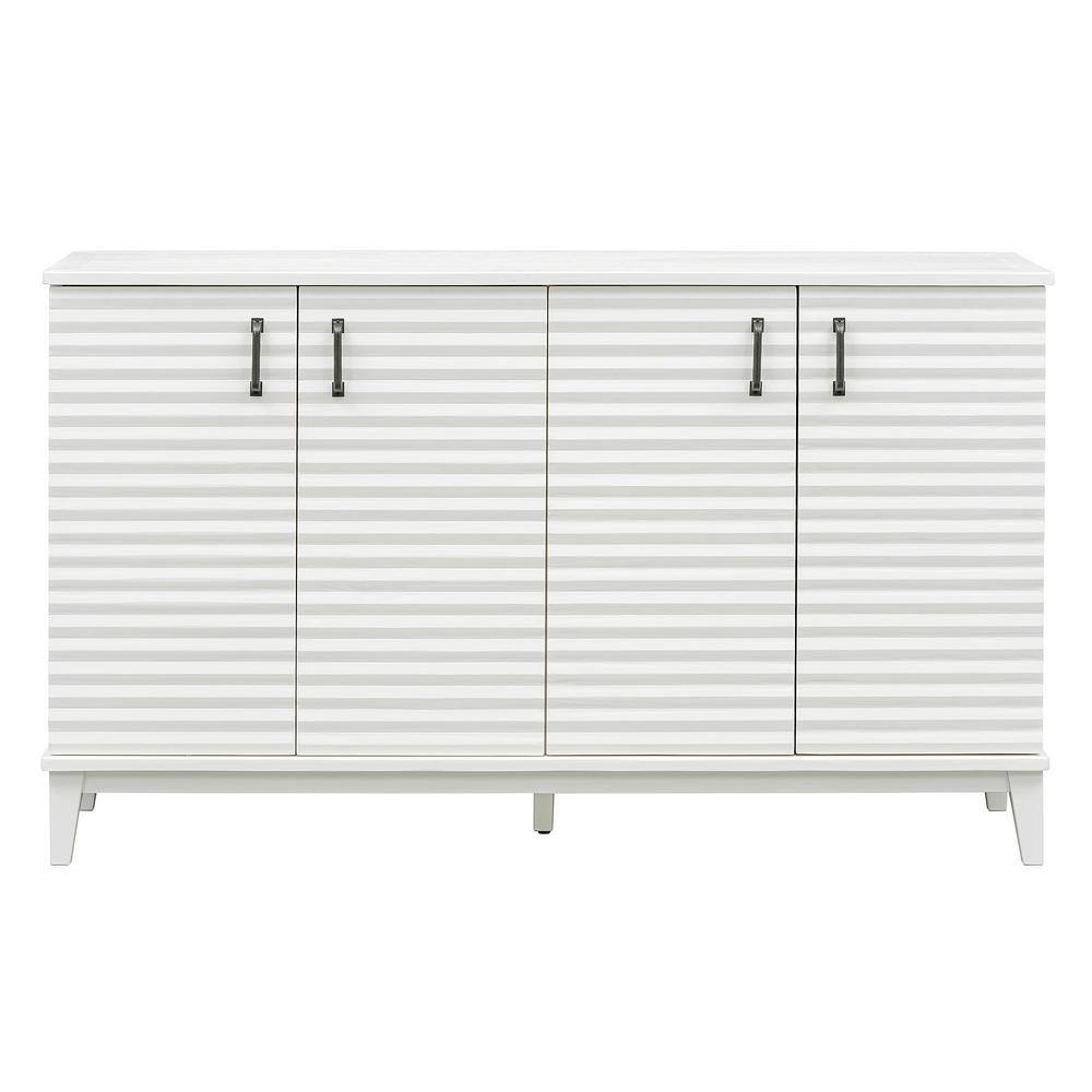 60 in. W x 18 in. D x 36 in. H White Linen Cabinet with 4-Door Large Storag