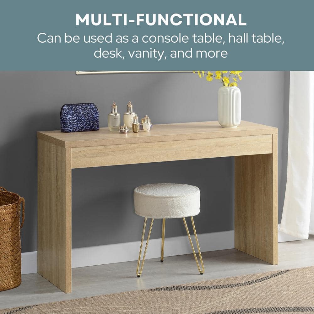 Weathered White Wood Console Table with Spacious Storage