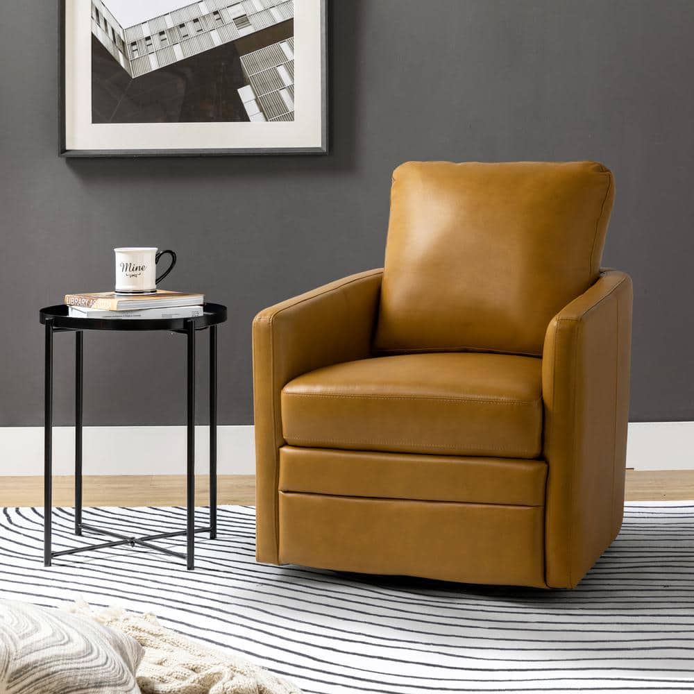 JAYDEN CREATION Denver Mustard Swivel Chair with a Swivel Base KNM527 ...