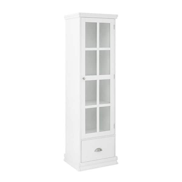 White Vintage Accent Antique Display Storage Cabinet with Drawer and Glass Door SW-GWZS-WH-10 - The Home Depot